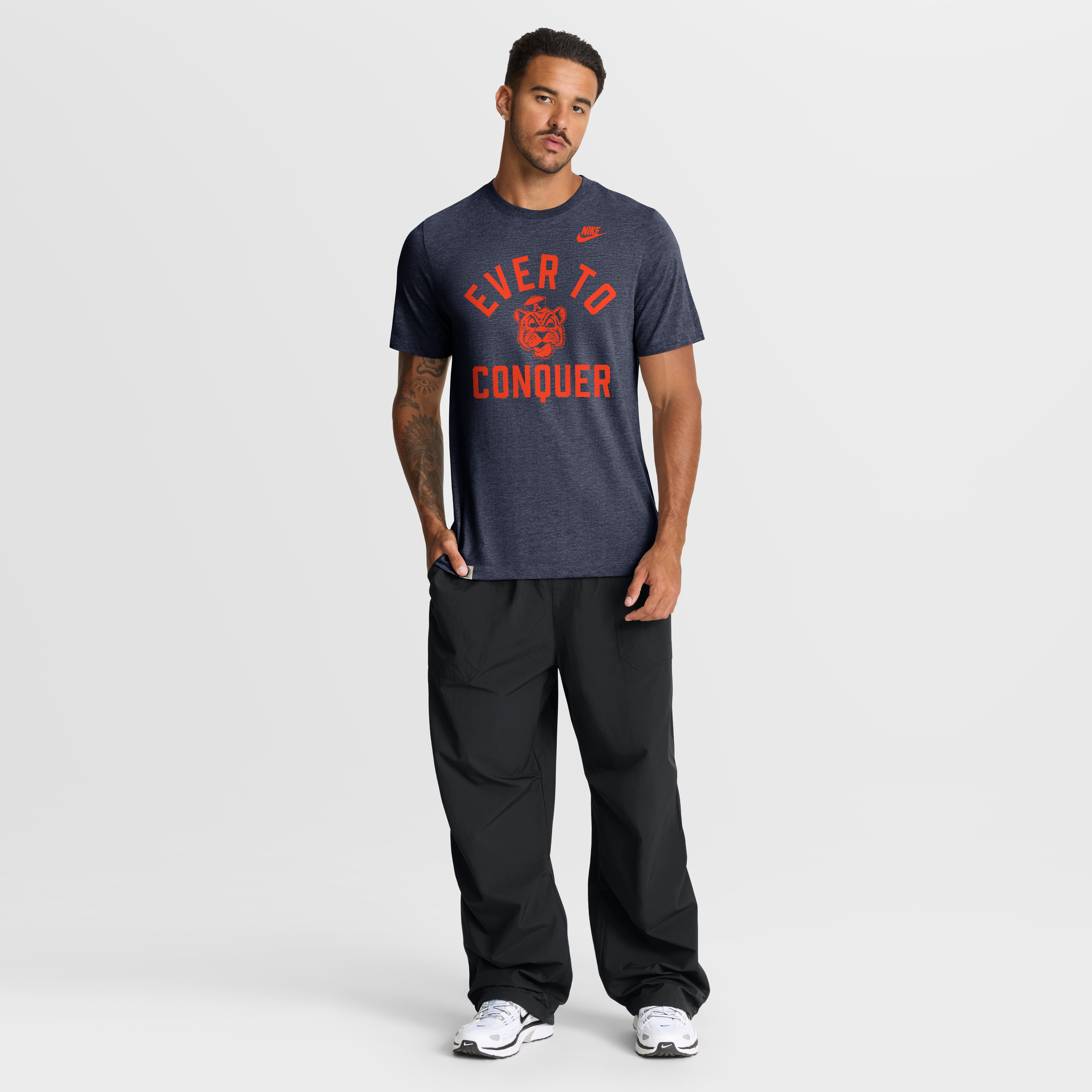 Men's Nike Heather Navy Auburn Tigers Legacy Mantra Tri-Blend T-Shirt